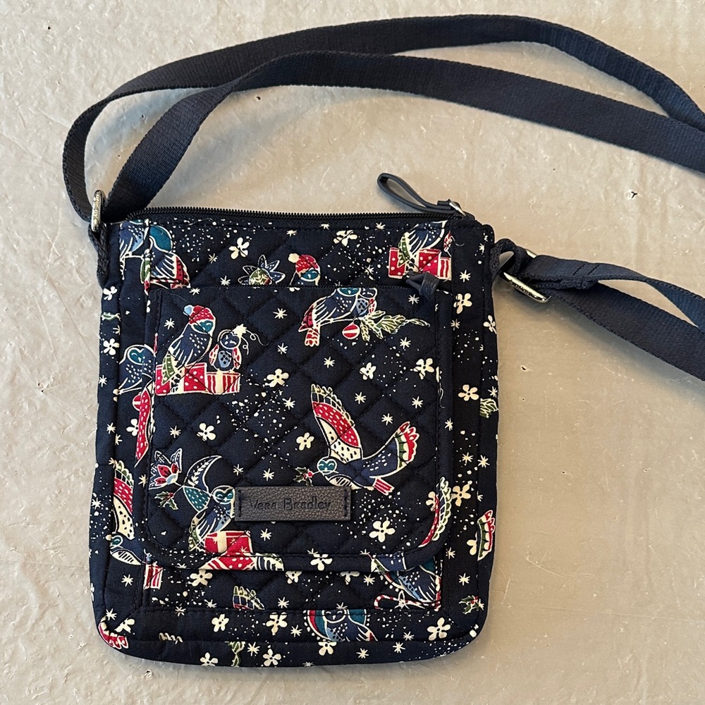 Vera Bradley Navy Mini Hipster Crossbody Bag in the Holiday Owls Pattern